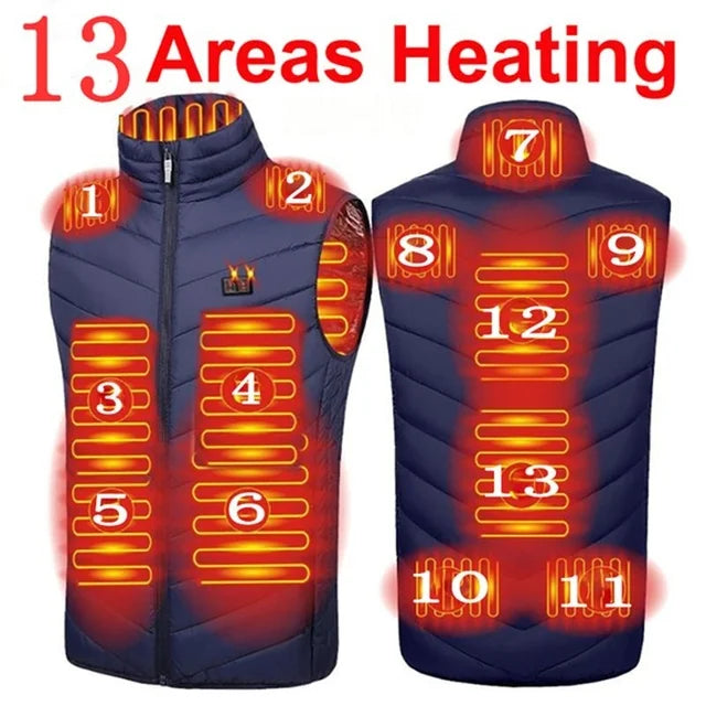 17/13/9 Areas Heated Vest for Men and Women - USB Electric Heating Jacket, Bodywarmer Down Vest for Winter