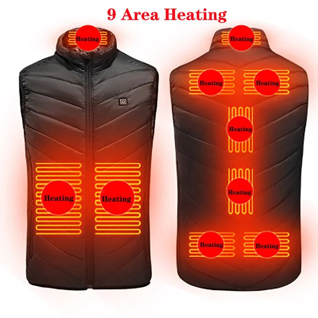 17/13/9 Areas Heated Vest for Men and Women - USB Electric Heating Jacket, Bodywarmer Down Vest for Winter