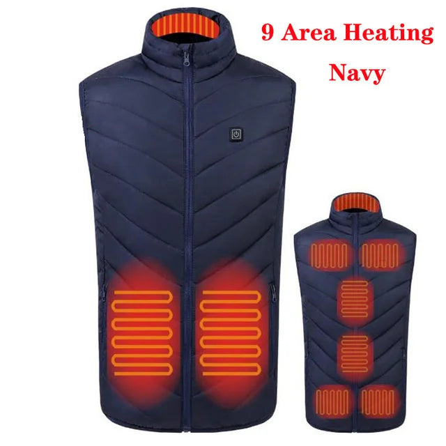 17/13/9 Areas Heated Vest for Men and Women - USB Electric Heating Jacket, Bodywarmer Down Vest for Winter